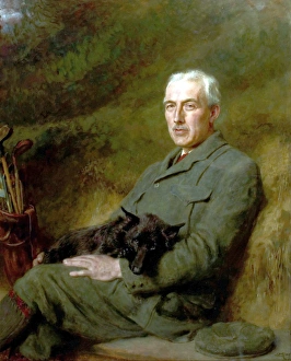 Portrait of an Unidentified Gentleman with a Dog and Golf Clubs Portrait of an Unidentified Gentleman with a Dog and Golf Clubs