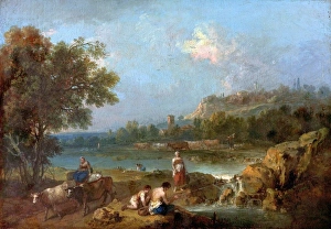 River Scene with Peasants