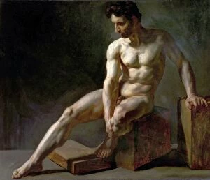 Images Dated 6th November 2009: Seated Male Nude - Jean Baptiste Edouard Detaille