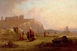 Local Artist And A Place Prints: Secene on the Coast of Normandy, France (The Old Castle of Dieppe on the Coast (... ))