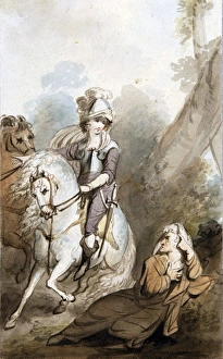 Costume Prints: Soldier on a Horse and An Old Woman, by The Burney Family