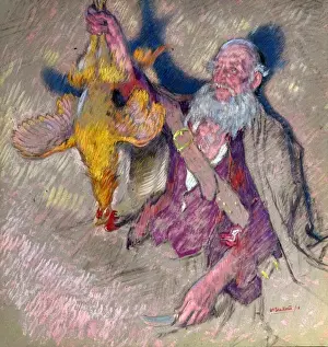 Study of a Man Holding a Cock for Highland Raiders - William Shackleton