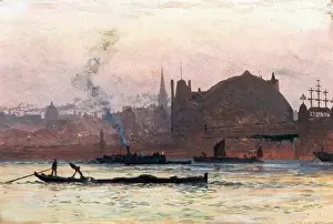 Water Prints: The Thames near Charing Cross, London - William Lionel Wyllie
