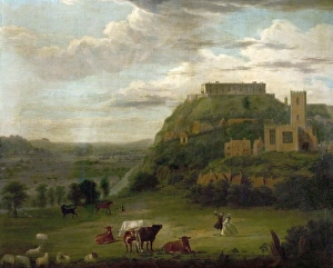 View of Nottingham Castle with St Nicholas Church and Houses View of Nottingham Castle with St Nicholas Church and Houses