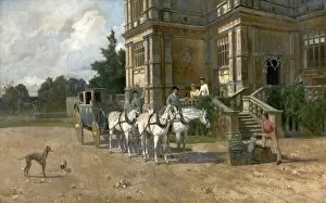 Local Artists And Places Collection: Front View of Wollaton Hall, Nottingham with Horse and Carriage