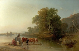 <b class=qtipBold><figcaption>The Watering Place</figcaption></b><br>Artist: Tennant, John F. - Title: The Watering Place - Date: 1840 - Original Medium and Size: Oil on Canvas 99.1 x 152.4 The Watering Place