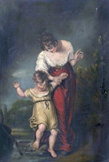 Woman Prints: Woman and Child at a Ford